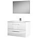 Mobile Sottolavabo Inglewood, Mobiletto Per Bagno Sospeso, Armadio A 2 Cassetti E Specchio, 80x45h57 Cm, Bianco Lucido - Foto miniatura 2