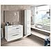 Mobile Sottolavabo Inglewood, Mobiletto Per Bagno Sospeso, Armadio A 2 Cassetti E Specchio, 80x45h57 Cm, Bianco Lucido - Foto miniatura 4