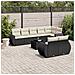 Set Divani Da Giardino 9 Pz Con Cuscini Nero In Polyrattan - Foto miniatura 1