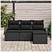 Set di Divani da Giardino 4 Pezzi con Cuscini Nero Polyrattan, Divano da Giardino 2 Posti con Storage e Cuscini Nero Polyrattan - Foto miniatura 3