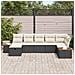Set Divano da Giardino da 7 Pezzi con Cuscini Nero Polyrattan - Foto miniatura 3