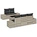 Set Divano Giardino a 6 Pezzi con Cuscini Grigio Chiaro Polyrattan - Foto miniatura 1
