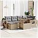 Set Divani da Giardino 7 pz con Cuscini Beige in Polyrattan - Foto miniatura 2