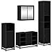 Set di mobili per il bagno 4 pcs Rovere Nero Legno multistrato - Foto miniatura 1