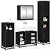 Set di mobili per il bagno 4 pcs Rovere Nero Legno multistrato - Foto miniatura 3