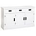 Credenza In Legno Bianco Con 3 Ante E 3 Cassetti 135x40x80,5h Cm - Foto miniatura 1