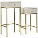 Set 2 Tavolini Alti Wedding Quadrati In Crema E Oro 45x45x90 E 40x40x70 Cm - Foto miniatura 1