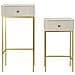 Set 2 Tavolini Alti Wedding Quadrati In Crema E Oro 45x45x90 E 40x40x70 Cm - Foto miniatura 2