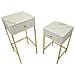 Set 2 Tavolini Alti Wedding Quadrati In Crema E Oro 45x45x90 E 40x40x70 Cm - Foto miniatura 5