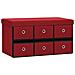 Cassapanca Pieghevole Rosso Vino 76x38x38 Cm In Simil Lino - Foto miniatura 2