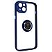 Cover Iphone 14 Plus Bimateria Anello Metallico Supporto Blu - Foto miniatura 4