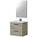 Mobile Sottolavabo Fontana, Mobiletto Per Bagno A 2 Cassetti, Armadietto Sospeso Con Specchio, Lavabo Non Incluso, 60x45h57 Cm, Rovere - Foto miniatura 2