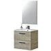 Mobile Sottolavabo Fontana, Mobiletto Per Bagno A 2 Cassetti, Armadietto Sospeso Con Specchio, Lavabo Non Incluso, 60x45h57 Cm, Rovere - Foto miniatura 4