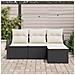 Set di Divani da Giardino 4 Pezzi con Cuscini Rattan PE Nero, Divano da Giardino 2 Posti con Ripostiglio & Cuscini Rattan PE Nero - Foto miniatura 3