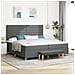 Letto con Reticolo e Materasso & Panca Grigio Scuro 200x200 cm Tessuto - Foto miniatura 2