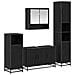 Set di mobili per il bagno 4 pcs Rovere Nero Legno multistrato - Foto miniatura 1