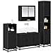 Set di mobili per il bagno 4 pcs Rovere Nero Legno multistrato - Foto miniatura 3