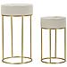 Set 2 Tavolini Alti Wedding Rotondi In Crema E Oro Ø50x90 E Ø40x70 Cm - Foto miniatura 1
