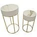 Set 2 Tavolini Alti Wedding Rotondi In Crema E Oro Ø50x90 E Ø40x70 Cm - Foto miniatura 2