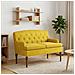 Loveseat con bottoni imbottiti Giallo Chiaro 111 x 65 x 79 cm - Foto miniatura 2