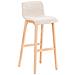 Sgabello Alto da Bar Hoover | Sgabello Bancone con Telaio in Legno Naturale e Seduta in Tessuto | Sgabello Imbottito, Alt. 77cm, 4 Gambe | Sgabello Design Cucina Crema - Foto miniatura 1