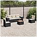 Set Divano da Giardino 6 pz con Cuscini Nero in Polyrattan - Foto miniatura 2