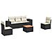 Set Divano da Giardino 6 pz con Cuscini Nero in Polyrattan - Foto miniatura 1