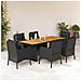Set da Pranzo da Giardino 7 pz Nero con Cuscini in Polyrattan - Foto miniatura 5