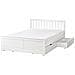 Letto Con Cassetti Contenitori Legno Di Pino Olendon 140 X 200 Cm Bianco - Foto miniatura 4