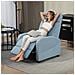 Poltrona Relax Reclinabile con Poggiapiedi in Tessuto Effetto Lino, 69x85x100 cm, Azzurro - Foto miniatura 3