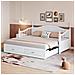 Divano Letto In Legno Massiccio 90/180x190 Cm, Con Cassetti E Rete A Doghe, Pino, Bianco - Foto miniatura 1
