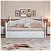 Divano Letto In Legno Massiccio 90/180x190 Cm, Con Cassetti E Rete A Doghe, Pino, Bianco - Foto miniatura 3