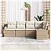 Set di divani da giardino 5 pezzi con cuscini - Rattan Polyrattan Beige - Foto miniatura 3