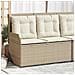 Panca Reclinabile da Giardino con Cuscini Beige in Polyrattan - Foto miniatura 2