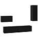 Mobile TV da Parete 4 pcs Rovere nero 200 x 30 x 30 cm - Foto miniatura 1