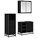 Set di mobili per il bagno 3 pcs Rovere Nero Legno multistrato - Foto miniatura 1