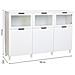Credenza In Legno Bianco Con 3 Ante E 3 Cassetti 180x42x114h Cm - Foto miniatura 3