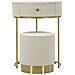 Comodino Toletta Vellit Crema Con Pouf Abbinato Ø52x70 Cm E Ø36x39 Cm - Foto miniatura 1