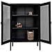 Armadio Melbourne In Acciaio Nero Con 2 Ante A Rete, 80×40×120 Cm - Foto miniatura 4