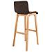 Sgabello Alto da Bar Hoover | Sgabello Bancone con Telaio in Legno Naturale e Seduta in Tessuto | Sgabello Imbottito, Alt. 77cm, 4 Gambe | Sgabello Design Cucina Marrone - Foto miniatura 4