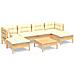 Set Divani Da Giardino 7 Pz Con Cuscini Crema Massello Di Pino - Foto miniatura 1