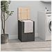 Contenitore Per Bucato Grigio 44x44x66 Cm Legno Massello Pino - Foto miniatura 1