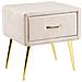 Comodino 1 Cassetto Flayat Velluto Beige Chiaro - Foto miniatura 5