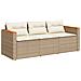 Divano Da Giardino Con Cuscini A 3 Posti Beige In Polyrattan - Foto miniatura 2