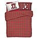 Copripiumino Sacco Piumone Pensieri Delicati 100% Cotone Orsetto Tartan Matrimoniale Rosso - Foto miniatura 1