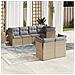 Set Divani da Giardino 7 pz con Cuscini Beige in Polyrattan - Foto miniatura 2