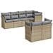 Set Divani da Giardino 7 pz con Cuscini Beige in Polyrattan - Foto miniatura 1