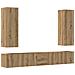 Set Mobile Tv 5 Pz Montato A Parete Rovere In Legno Multistrato - Foto miniatura 2