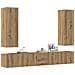 Set Mobile Tv 5 Pz Montato A Parete Rovere In Legno Multistrato - Foto miniatura 1