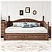 Divano Letto In Legno Massiccio 90/180x190 Cm, Con Cassetti E Rete A Doghe, Pino, Noce - Foto miniatura 1